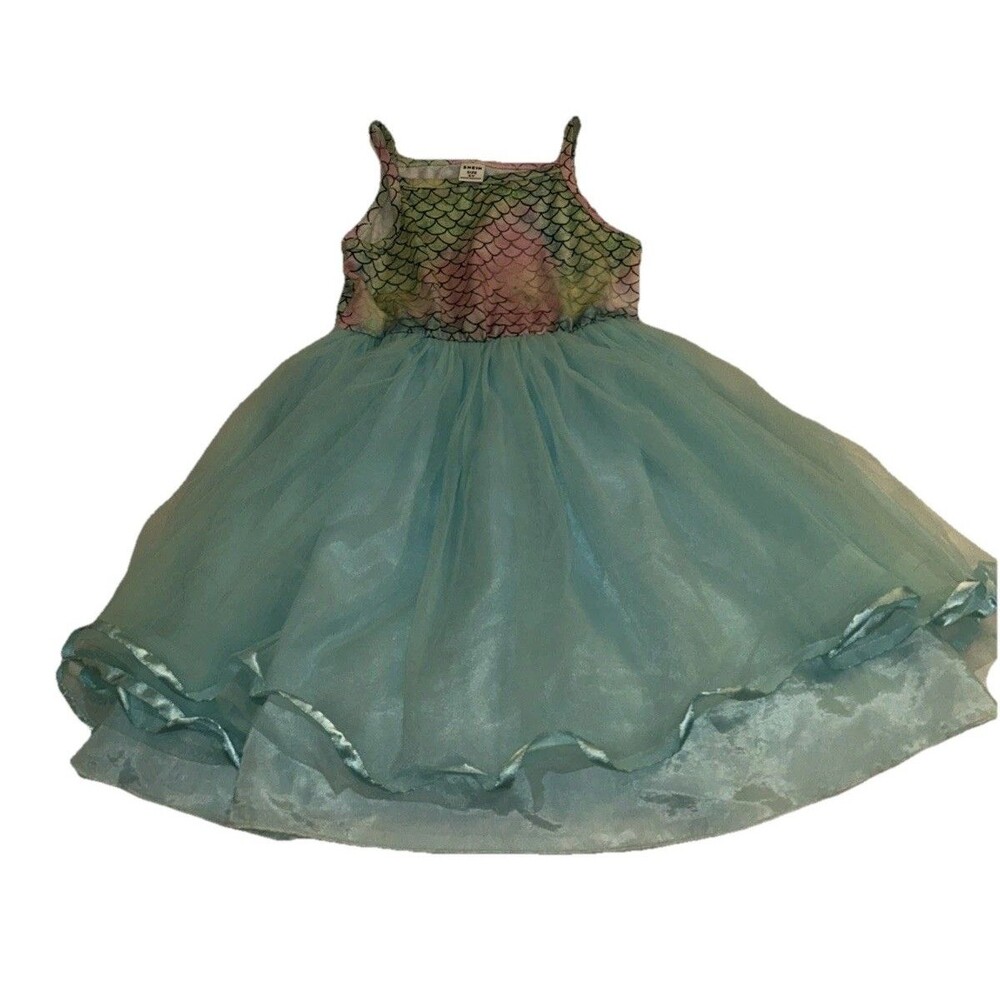 SHEIN Glamorique Girls Mermaid Princess Dress Aqua Blue Tulle Costume Size 5Y